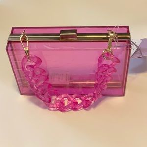 JILL & AlLLY Transparent Acrylic Chain Clutch